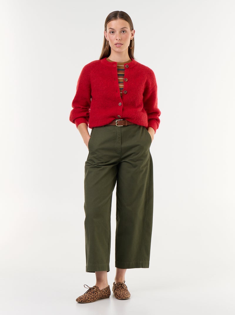Cardigan abotoado em mistura de mohair e lã Vermelho - Kiabi