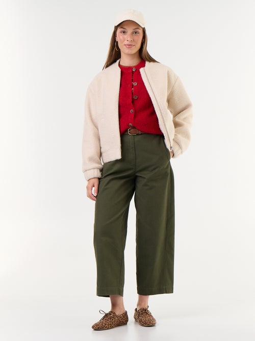 Cardigan abotoado em mistura de mohair e lã - Kiabi