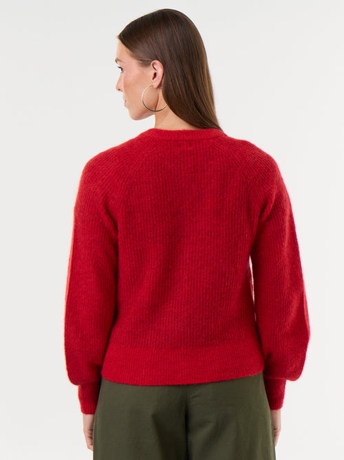 Cardigan abotoado em mistura de mohair e lã - Kiabi
