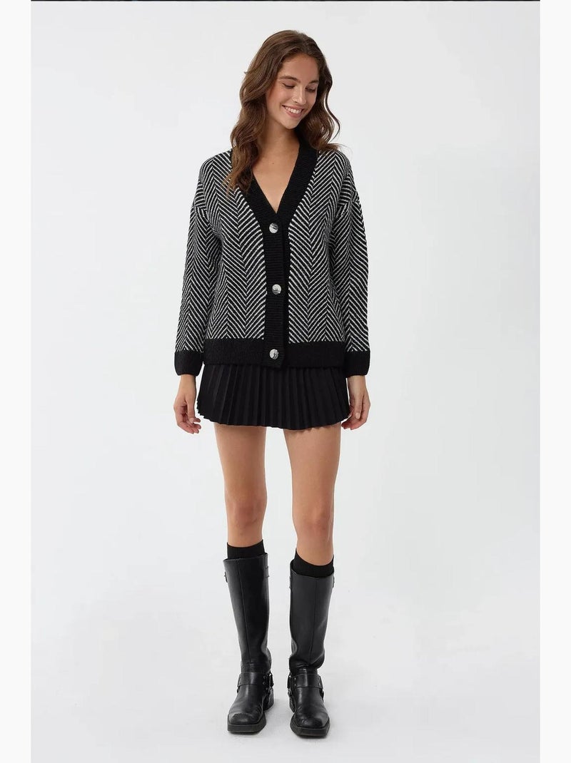 Cardigan às riscas oversized com decote em v hiccup Multicolorido - Kiabi