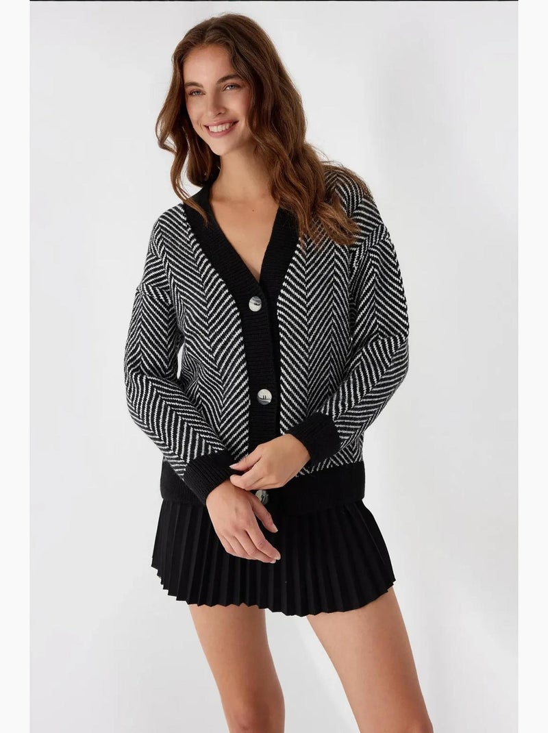 Cardigan às riscas oversized com decote em v hiccup Multicolorido - Kiabi