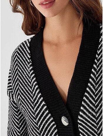 Cardigan às riscas oversized com decote em V