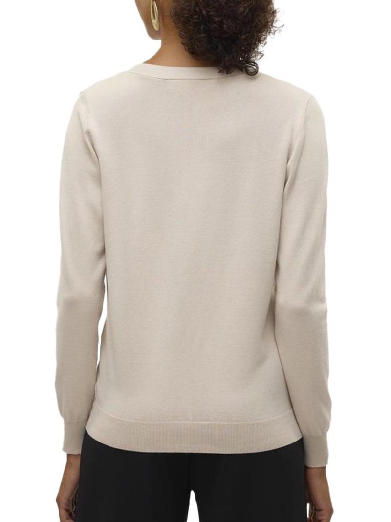 Cardigan Bege de Malha com Decote em V Vero Moda Silje para Mulher Bege - Kiabi