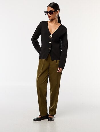 Cardigan canelado de mangas compridas