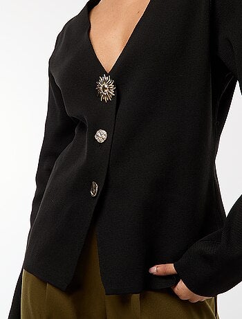 Cardigan canelado de mangas compridas