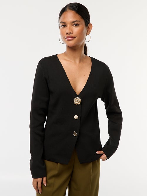 Cardigan canelado de mangas compridas - Kiabi