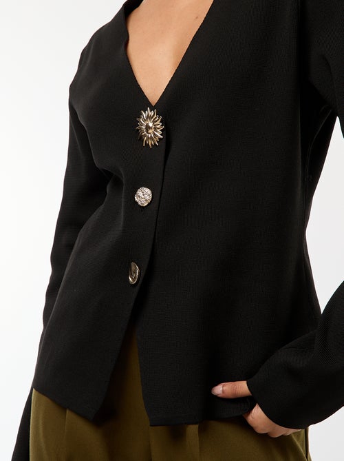 Cardigan canelado de mangas compridas - Kiabi