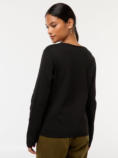 Cardigan canelado de mangas compridas - Kiabi