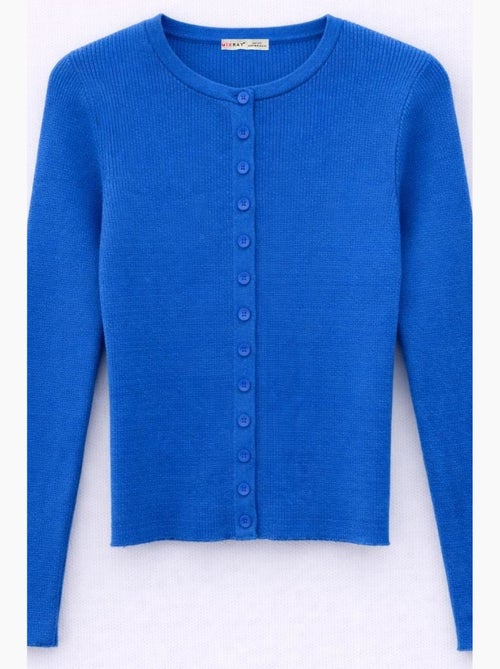 Cardigan canelado slim fit com botões mixray - Kiabi Cardigan canelado slim fit com botões mixray - Kiabi