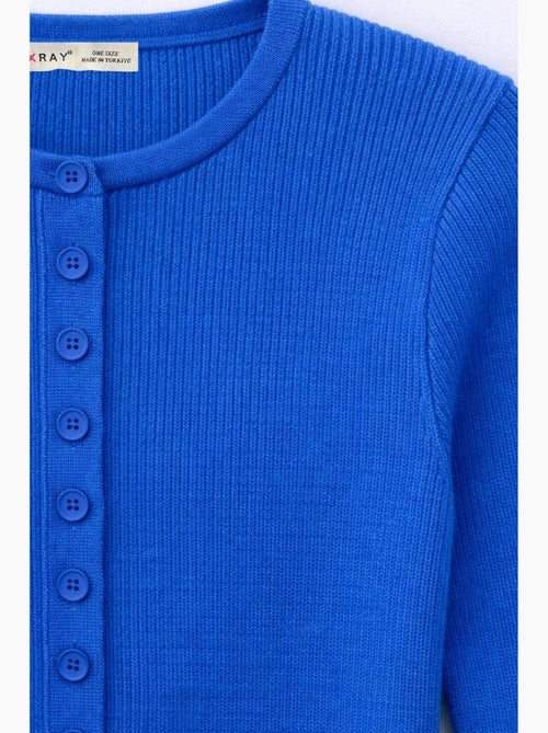 Cardigan canelado slim fit com botões mixray - Kiabi Cardigan canelado slim fit com botões mixray - Kiabi