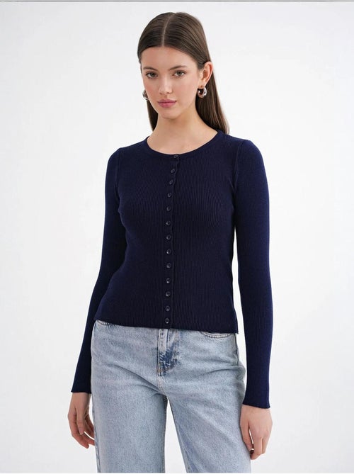 Cardigan canelado slim fit com botões mixray - Kiabi