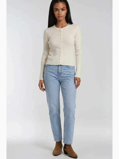 Cardigan canelado slim fit com botões mixray - Kiabi