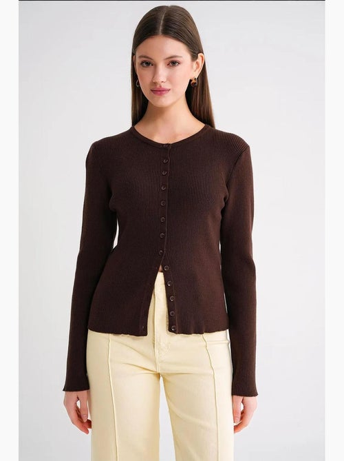 Cardigan canelado slim fit com botões mixray - Kiabi