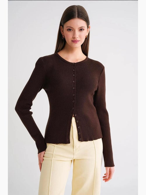 Cardigan canelado slim fit com botões mixray - Kiabi