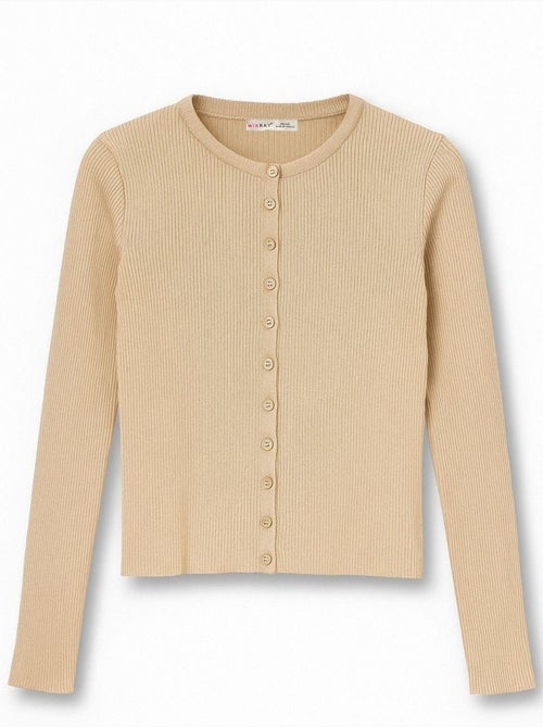 Cardigan canelado slim fit com botões mixray - Kiabi