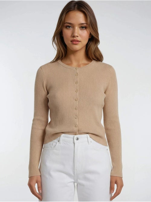 Cardigan canelado slim fit com botões mixray - Kiabi