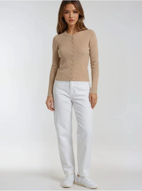 Cardigan canelado slim fit com botões mixray - Kiabi