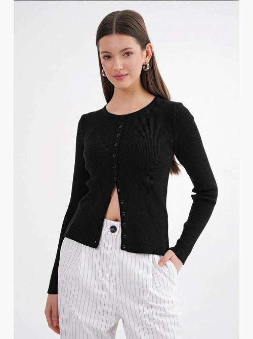 Cardigan canelado slim fit com botões mixray - Kiabi Cardigan canelado slim fit com botões mixray - Kiabi