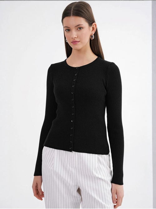 Cardigan canelado slim fit com botões mixray - Kiabi Cardigan canelado slim fit com botões mixray - Kiabi