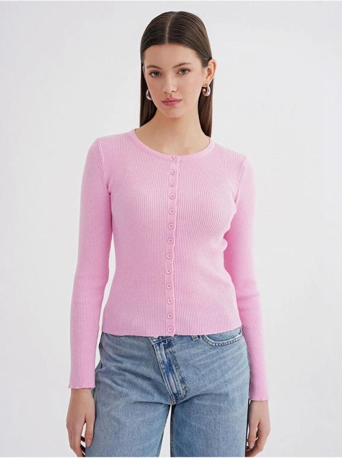Cardigan canelado slim fit com botões mixray - Kiabi