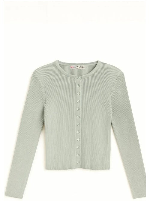 Cardigan canelado slim fit com botões mixray - Kiabi