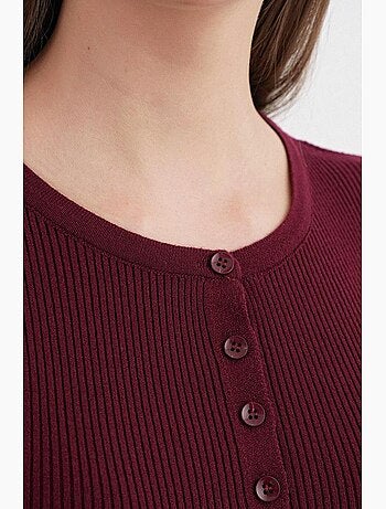Cardigan canelado slim fit com botões mixray