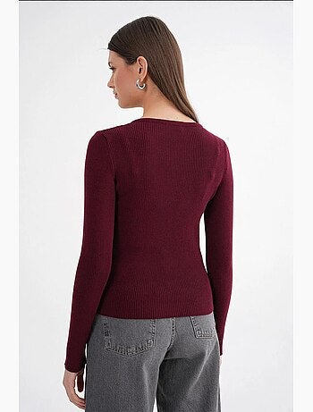 Cardigan canelado slim fit com botões mixray