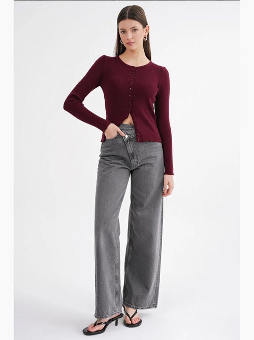 Cardigan canelado slim fit com botões mixray - Kiabi