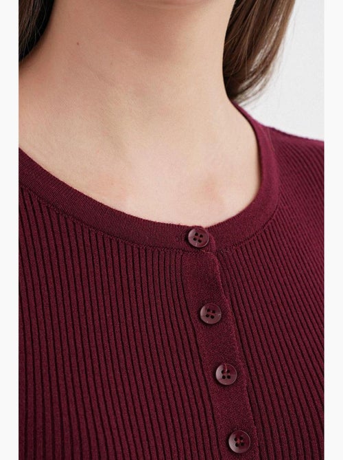 Cardigan canelado slim fit com botões mixray - Kiabi