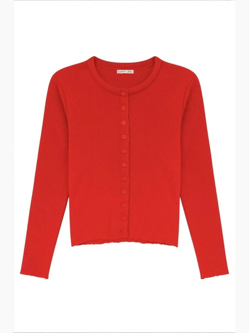 Cardigan canelado slim fit com botões mixray - Kiabi Cardigan canelado slim fit com botões mixray - Kiabi