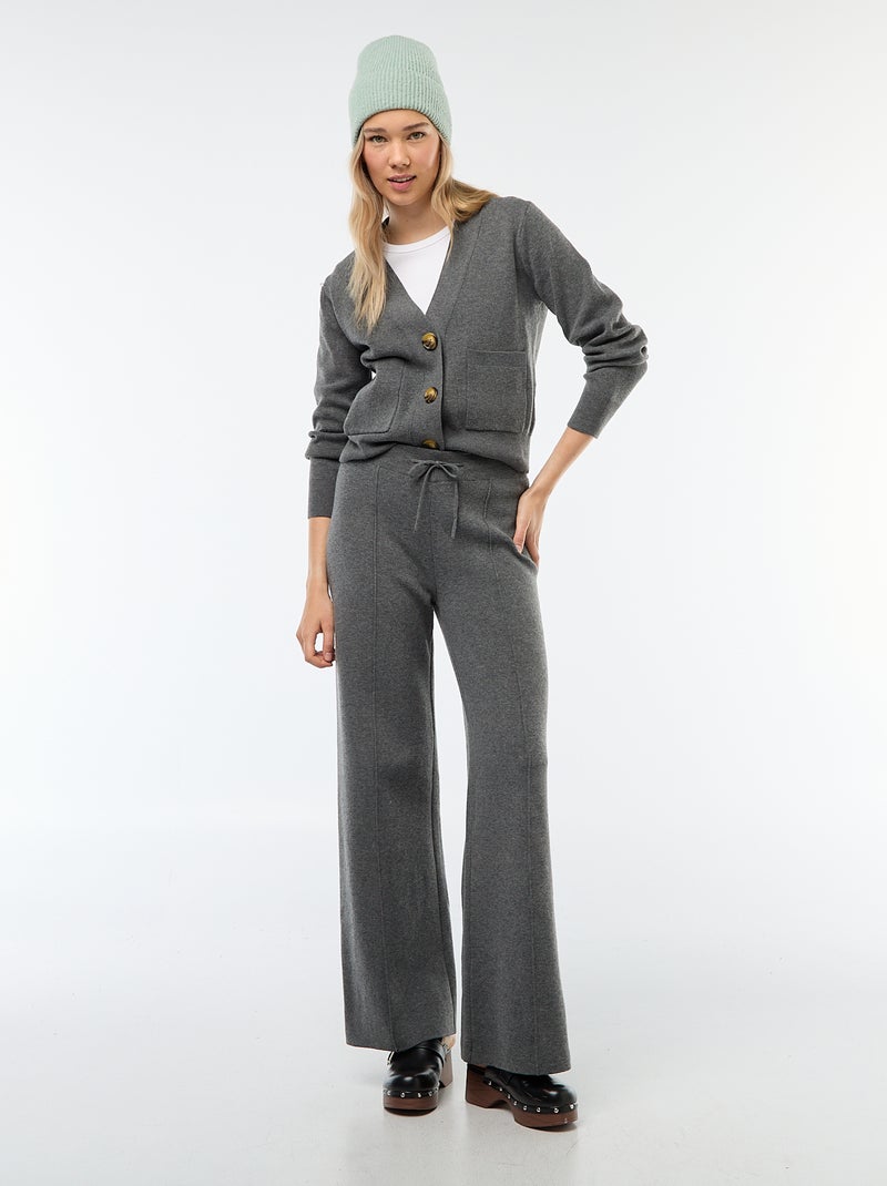 Cardigan colete em tricô otomano Cinza - Kiabi