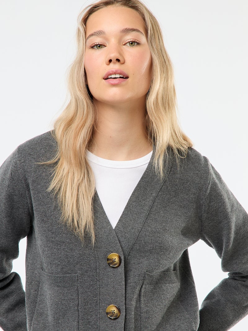 Cardigan colete em tricô otomano Cinza - Kiabi