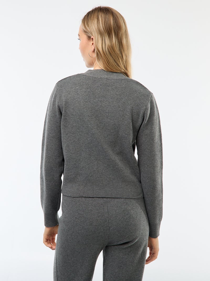 Cardigan colete em tricô otomano Cinza - Kiabi