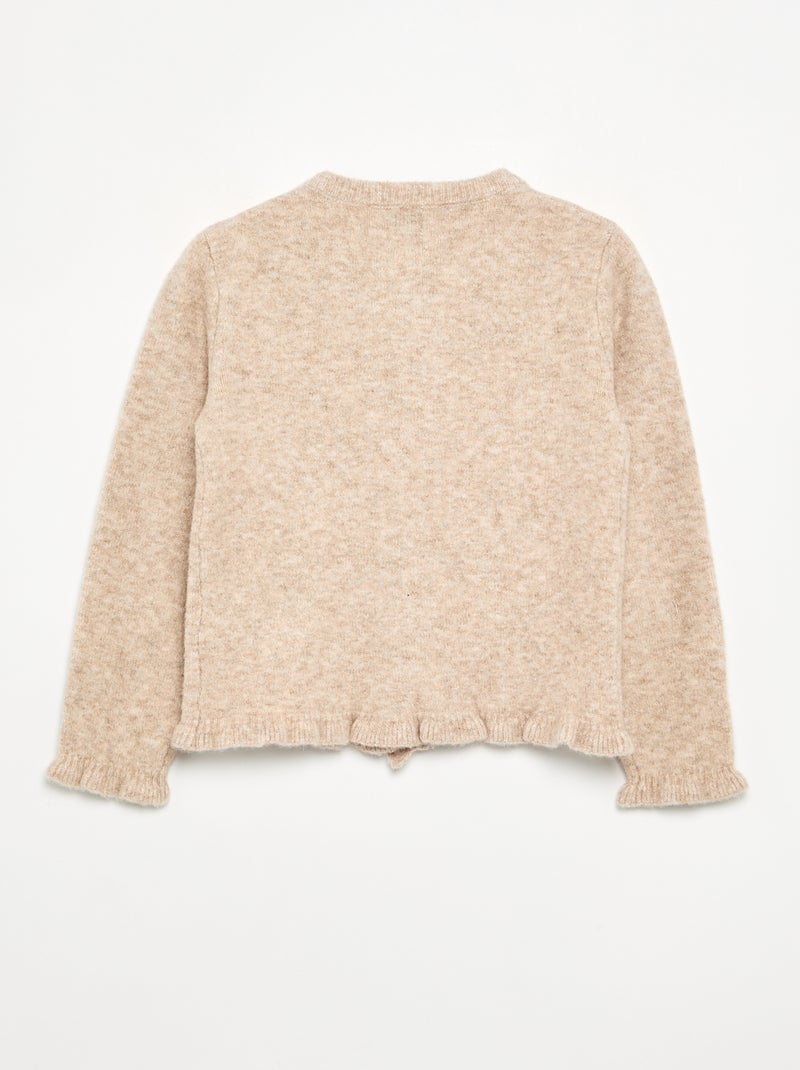 Cardigan com acabamentos franzidos Bege - Kiabi