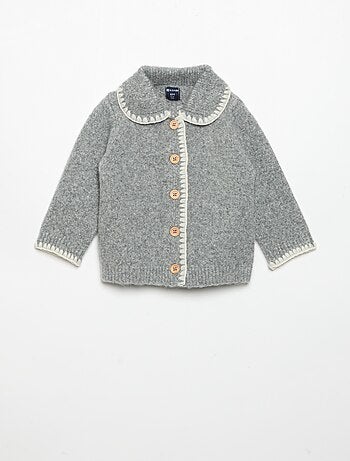 Cardigan com bordos fantasia contrastantes