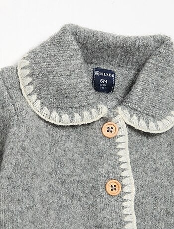 Cardigan com bordos fantasia contrastantes