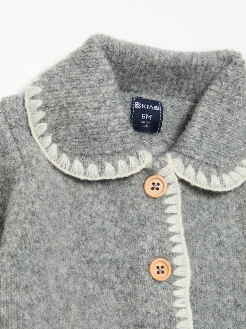 Cardigan com bordos fantasia contrastantes Cinza - Kiabi