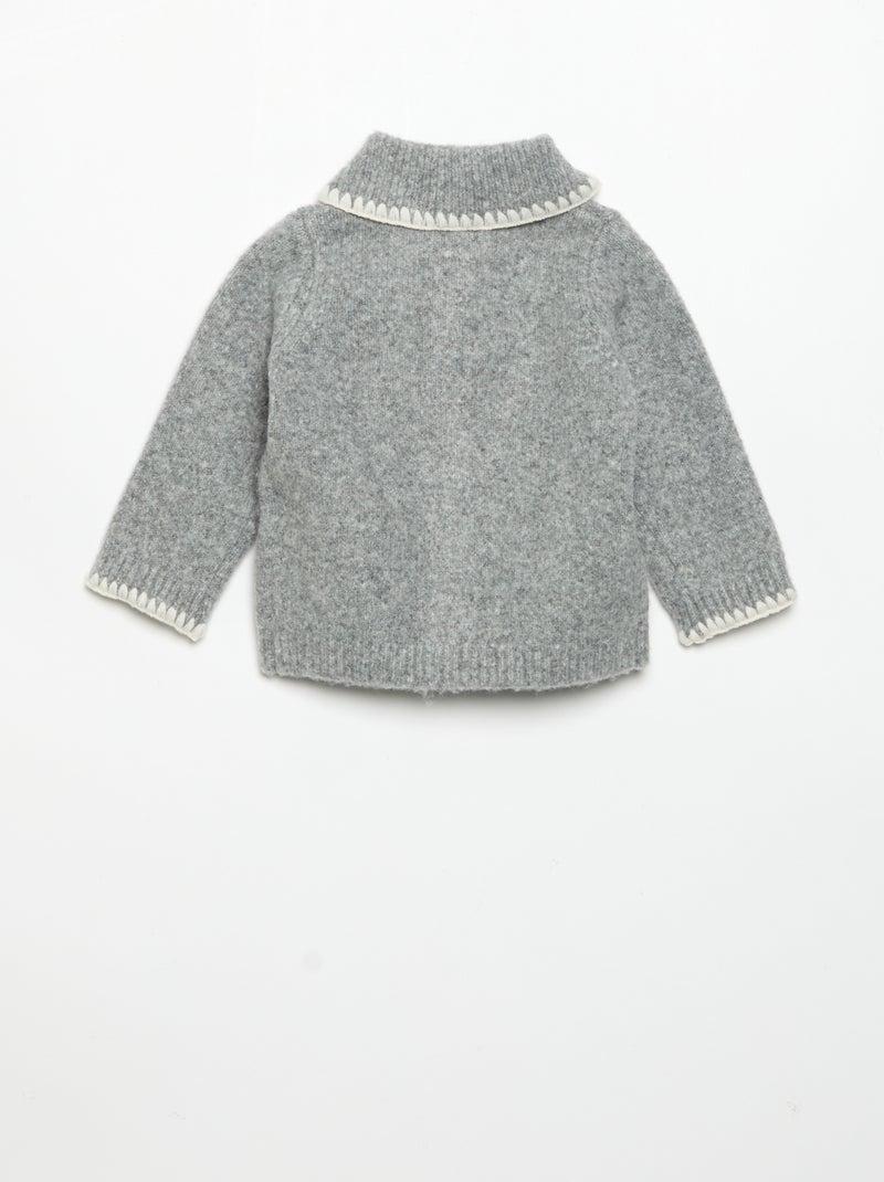 Cardigan com bordos fantasia contrastantes Cinza - Kiabi