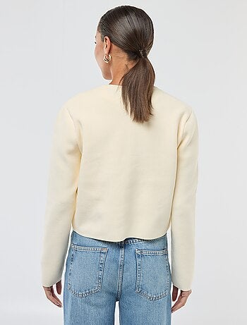 Cardigan com botões dourados em malha texturizada