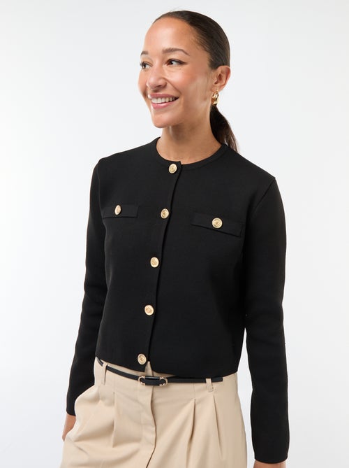 Cardigan com botões dourados em malha texturizada - Kiabi