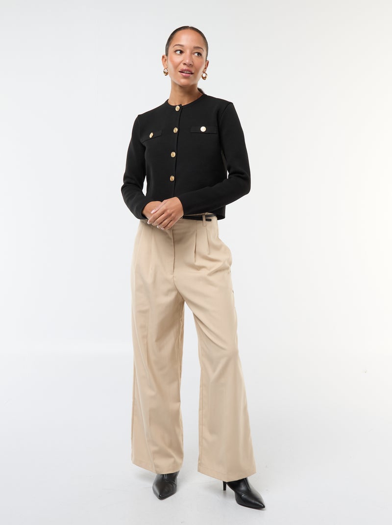 Cardigan com botões dourados em malha texturizada Preto - Kiabi