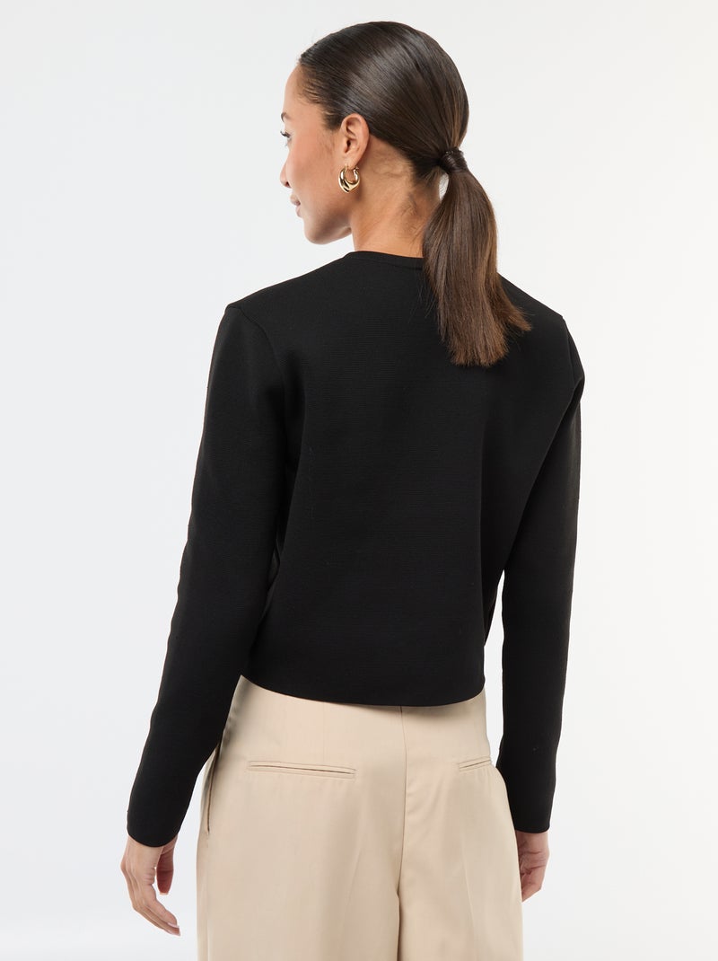 Cardigan com botões dourados em malha texturizada Preto - Kiabi