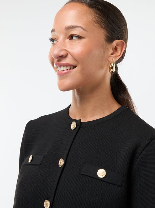 Cardigan com botões dourados em malha texturizada - Kiabi