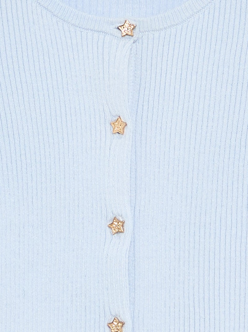 Cardigan com botões em forma de estrela Azul - Kiabi