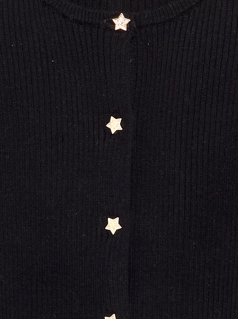 Cardigan com botões em forma de estrela Preto - Kiabi