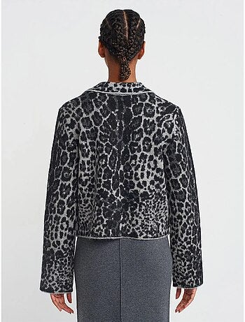 Cardigan com botões em jacquard de leopardo dilvin