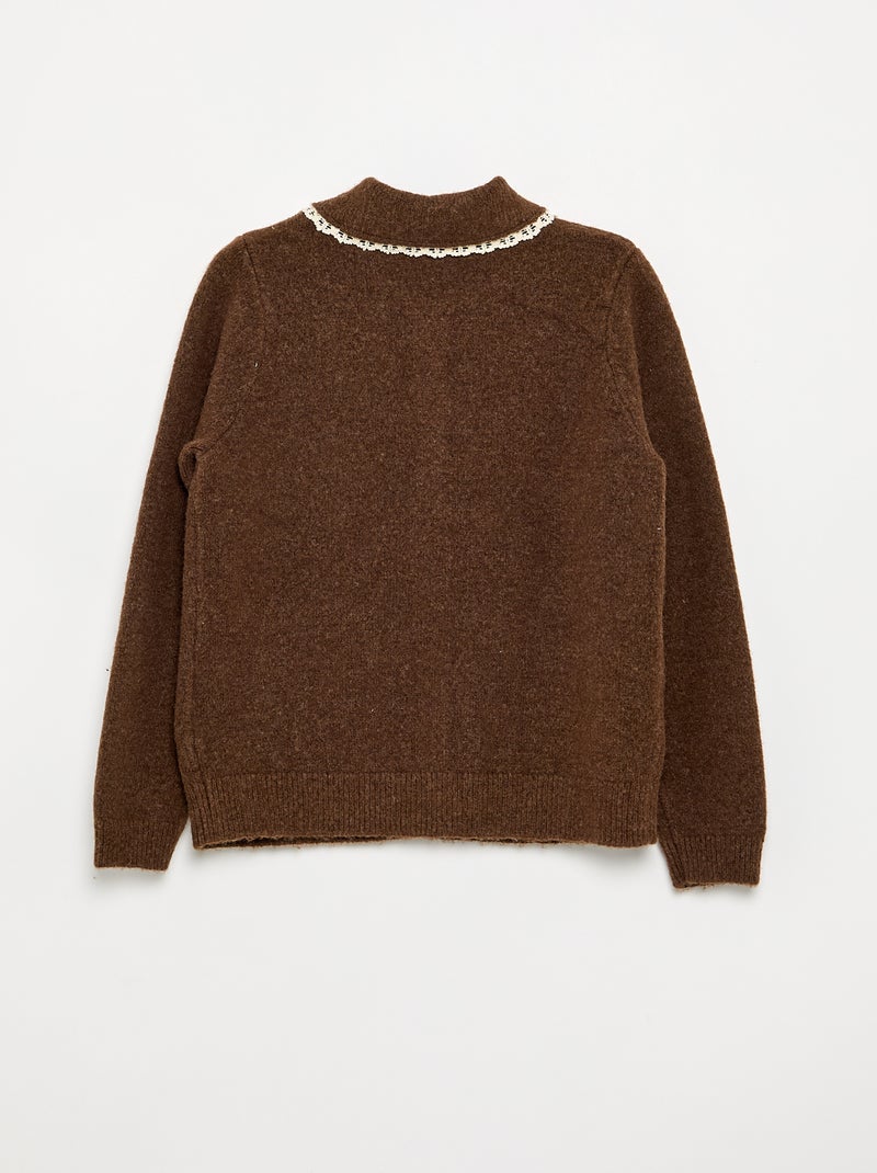 Cardigan com botões fantasia e gola Claudine Castanho - Kiabi