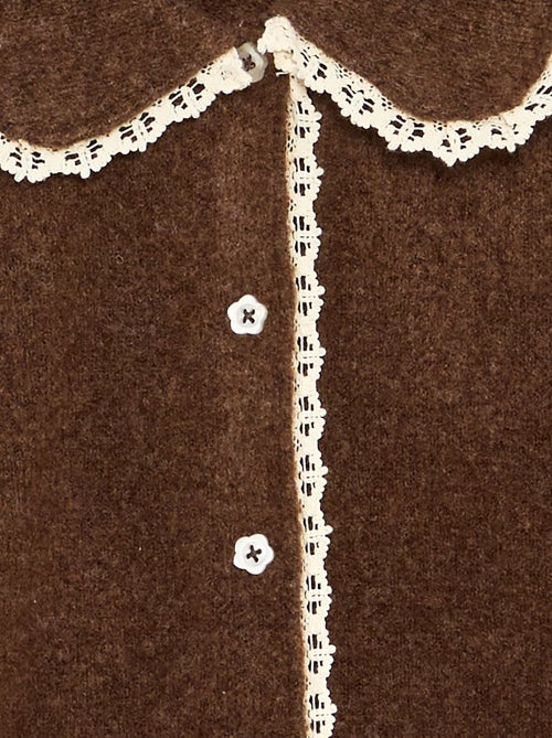 Cardigan com botões fantasia e gola Claudine - Kiabi