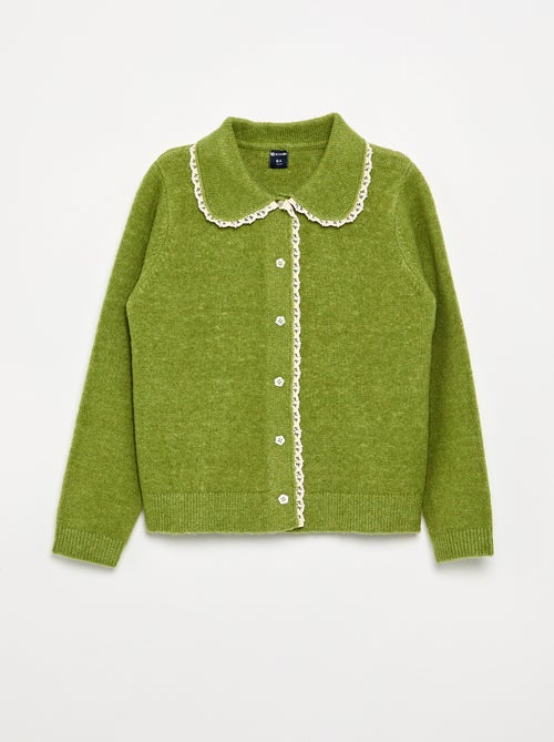Cardigan com botões fantasia e gola Claudine - Kiabi