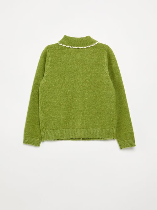 Cardigan com botões fantasia e gola Claudine - Kiabi